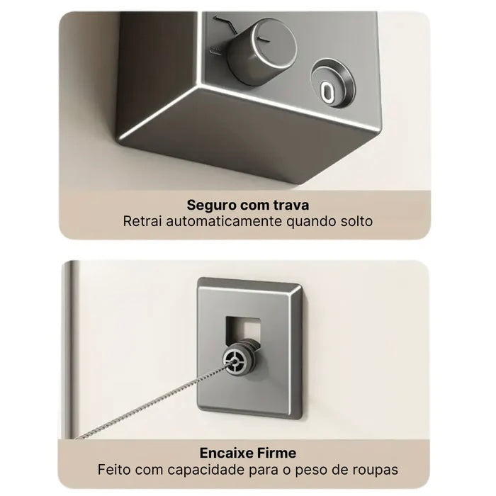 Varal de Aço inox - Invisível e Retrátil