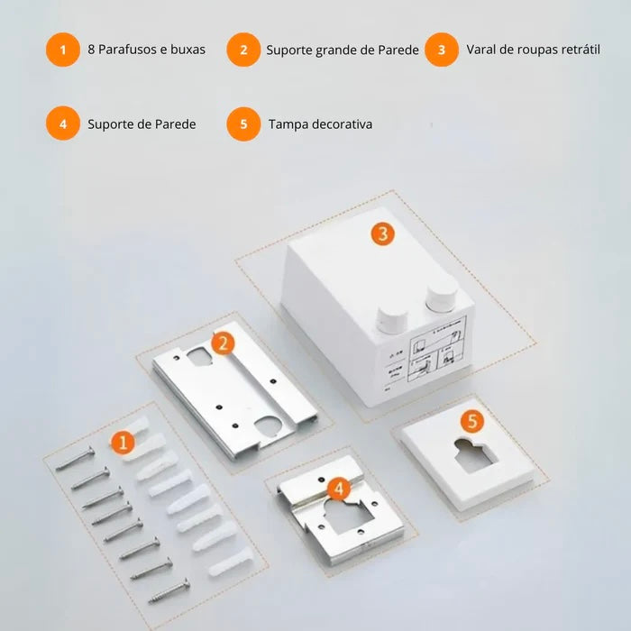 Varal de Aço inox - Invisível e Retrátil