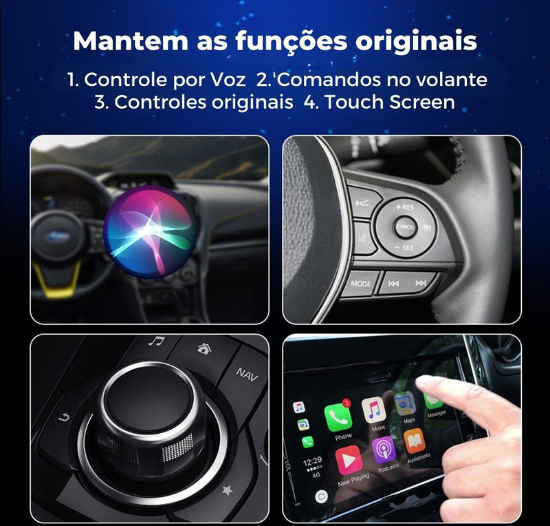 Mini Adaptador Bluetooth Apple CarPlay e Android Auto - MultimidiaWireless™