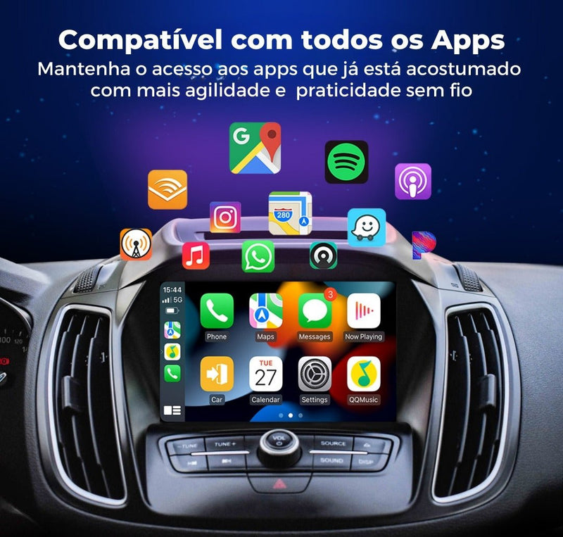 Mini Adaptador Bluetooth Apple CarPlay e Android Auto - MultimidiaWireless™