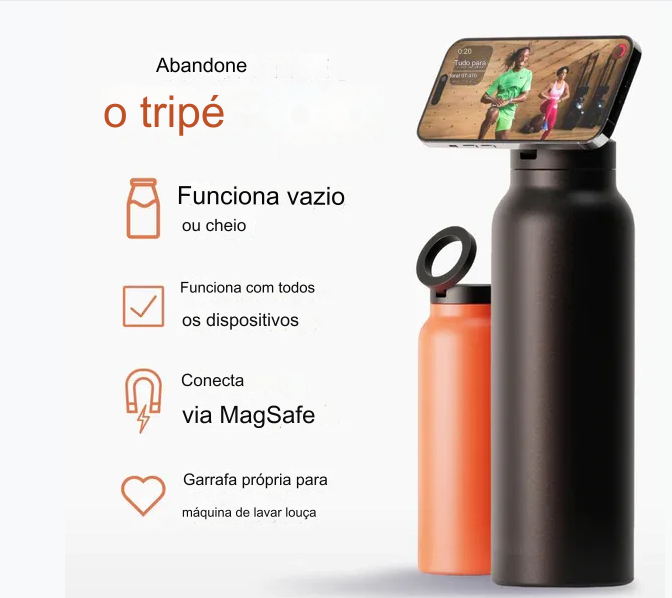 Garrafa Térmica JoinGo com Suporte Magnético + Anel de Reforço Magnético de Brinde