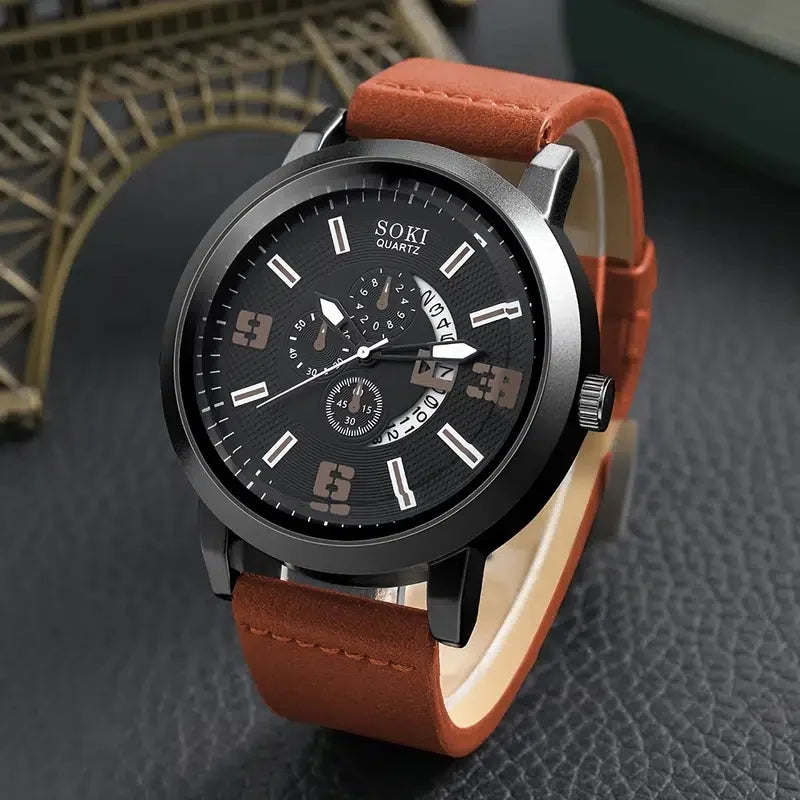 Soki Quartz Men’s Watch - Compre 1 Relógio e Ganhe 3 Pulseiras + Frete Grátis! ⌚🔥 