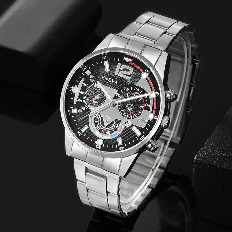 2PCS Set Luxury Fashion Mens Watches Men Business Quartz Watch Male Casual Bracelet Wristwatch