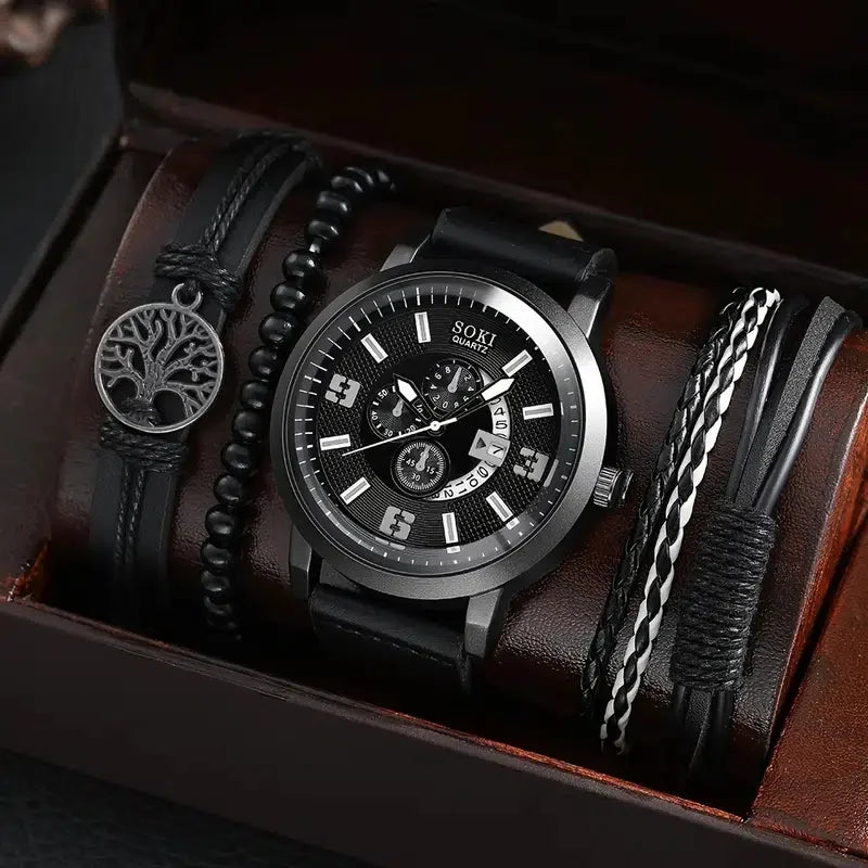 Soki Quartz Men’s Watch - Compre 1 Relógio e Ganhe 3 Pulseiras + Frete Grátis! ⌚🔥 