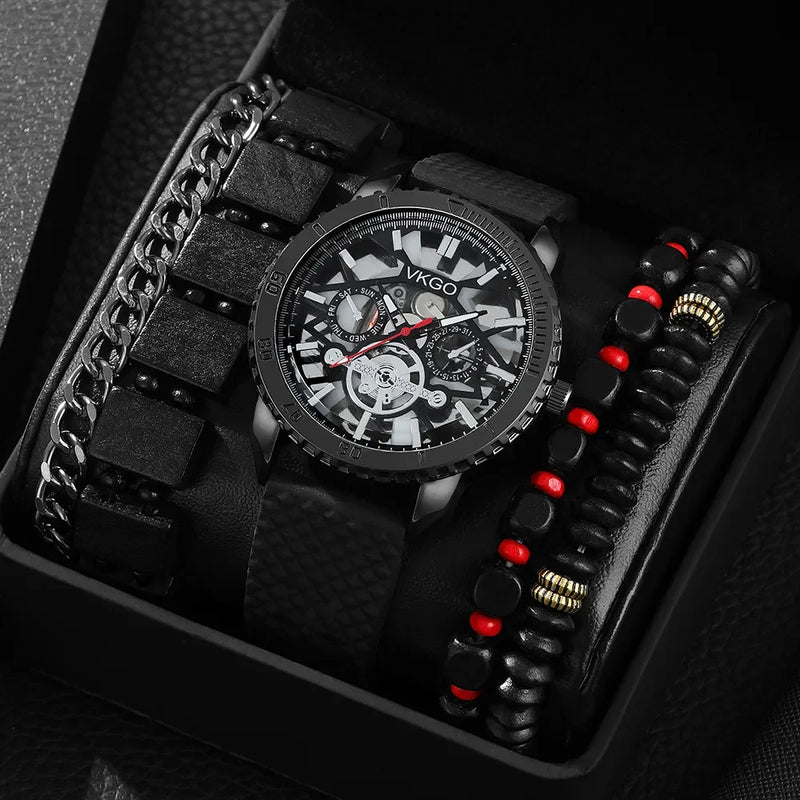 Mens Fashion Quartz Watches Top Brand Luxury Male Clock Watch Sport Mens Wrist Watch Bracelet Set Relogio Masculino