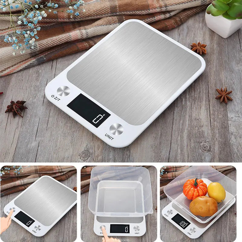 Balança Digital de Cozinha 15kg/1g: Precisão e Elegância em Aço Inoxidável 🍳☕