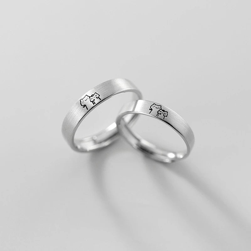 2 Anéis Ajustáveis para Casais - Prata, Elegância e União 💍