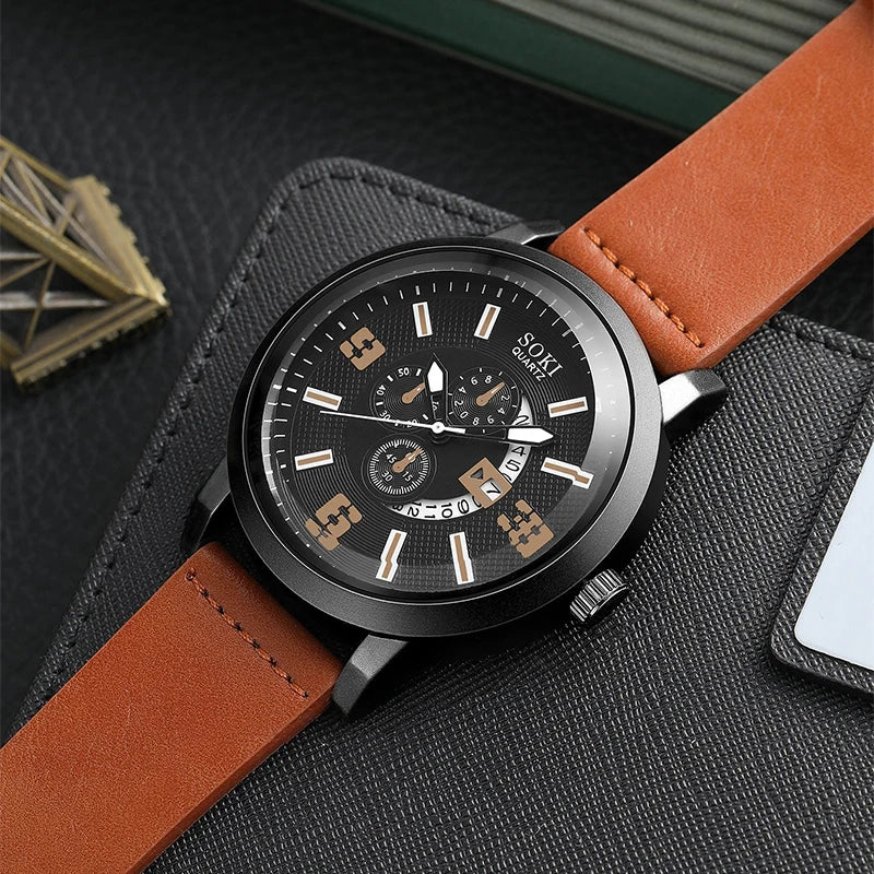 Soki Quartz Men’s Watch - Compre 1 Relógio e Ganhe 3 Pulseiras + Frete Grátis! ⌚🔥 