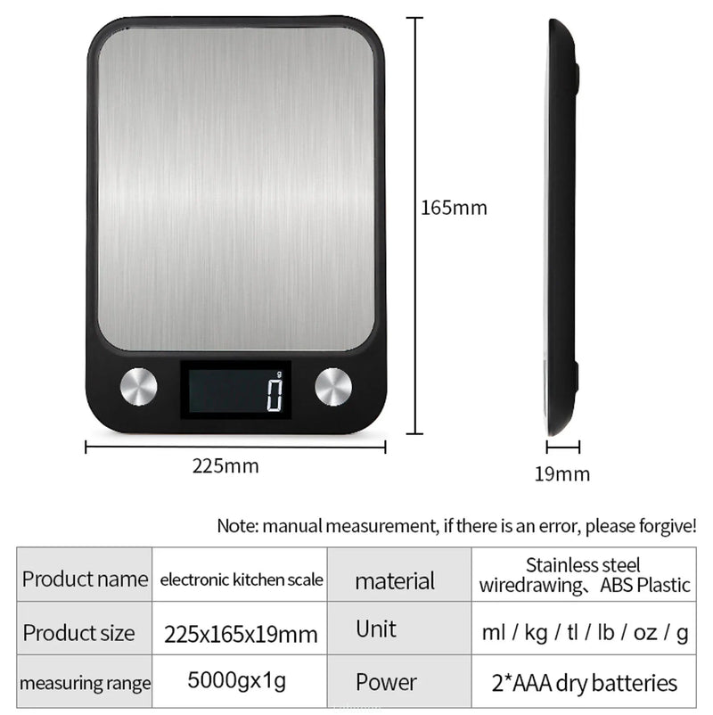 Balança Digital de Cozinha 15kg/1g: Precisão e Elegância em Aço Inoxidável 🍳☕