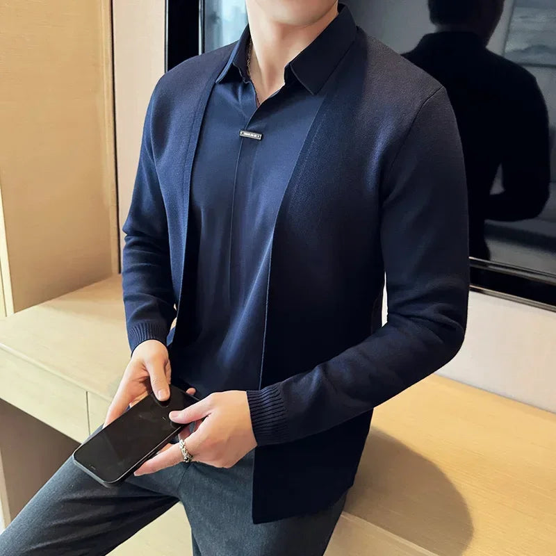 Camisa Layer ™ com Efeito Cardigan de Sobreposição