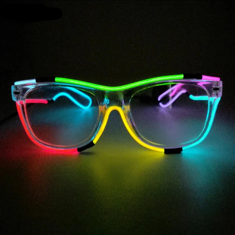 Óculos Luminosos de Arame EL: Brilhe em Festas e Eventos com Estilo Futurista! 🌟🕶️