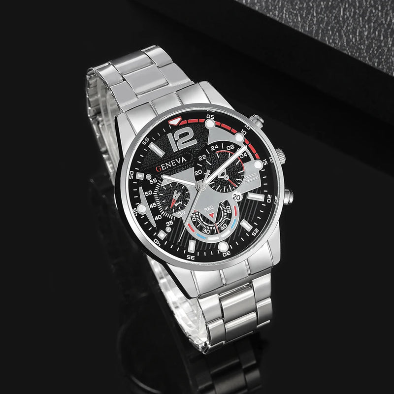 2PCS Set Luxury Fashion Mens Watches Men Business Quartz Watch Male Casual Bracelet Wristwatch