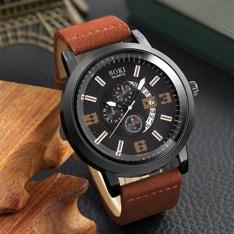 Soki Quartz Men’s Watch - Compre 1 Relógio e Ganhe 3 Pulseiras + Frete Grátis! ⌚🔥 