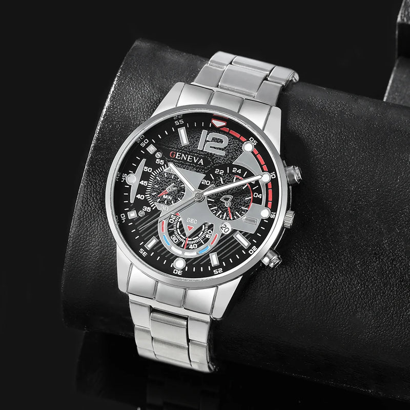 2PCS Set Luxury Fashion Mens Watches Men Business Quartz Watch Male Casual Bracelet Wristwatch