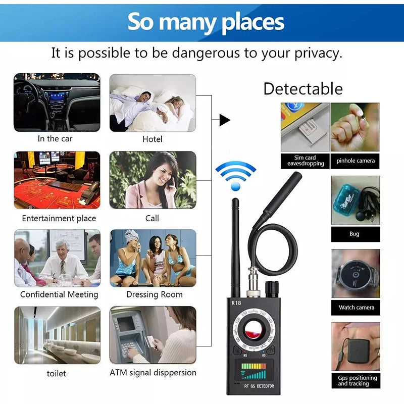 Detector Multifuncional K18 – Sua Privacidade Sempre Protegida 🚨🔍