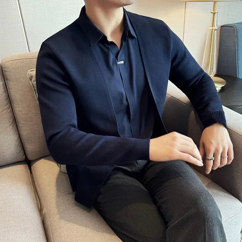 Camisa Layer ™ com Efeito Cardigan de Sobreposição