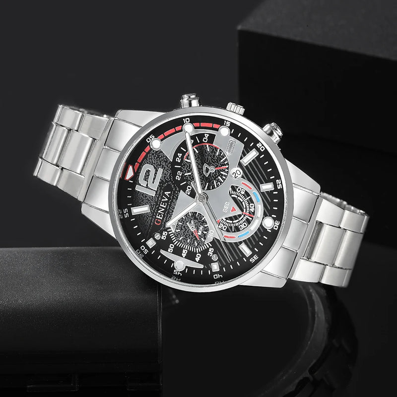 2PCS Set Luxury Fashion Mens Watches Men Business Quartz Watch Male Casual Bracelet Wristwatch