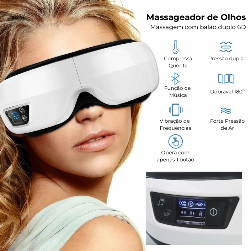 SPA Vision: Massageador Ocular com Compressão Quente e Bluetooth 👓✨