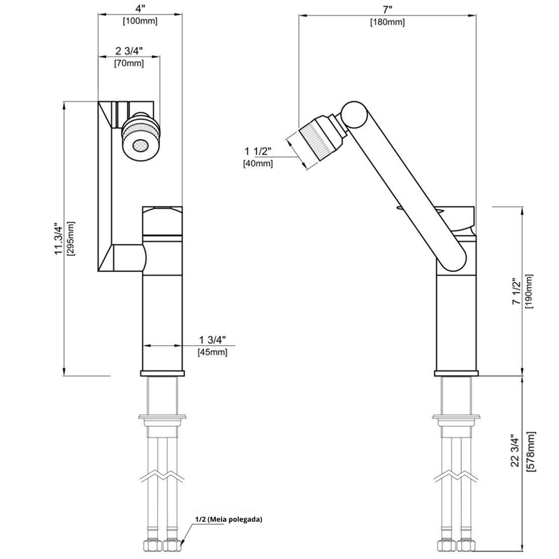 Torneira Monocomando 1080° rotativa para banheiro - 4 Modos de jato